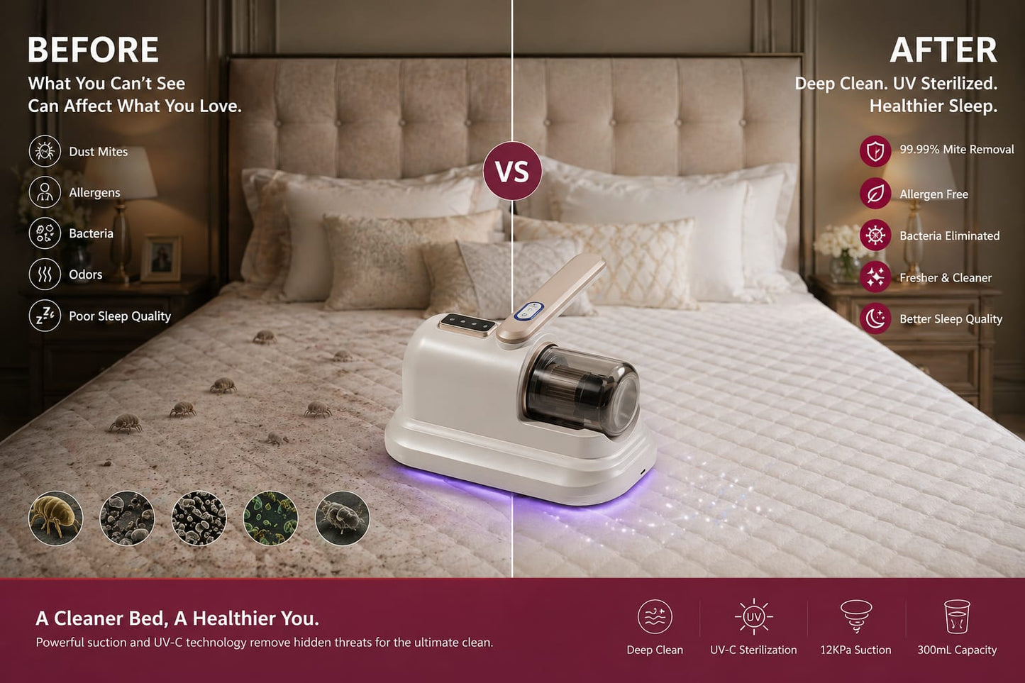 Velmora™ UV Anti-Mite Mattress Vacuum Cleaner