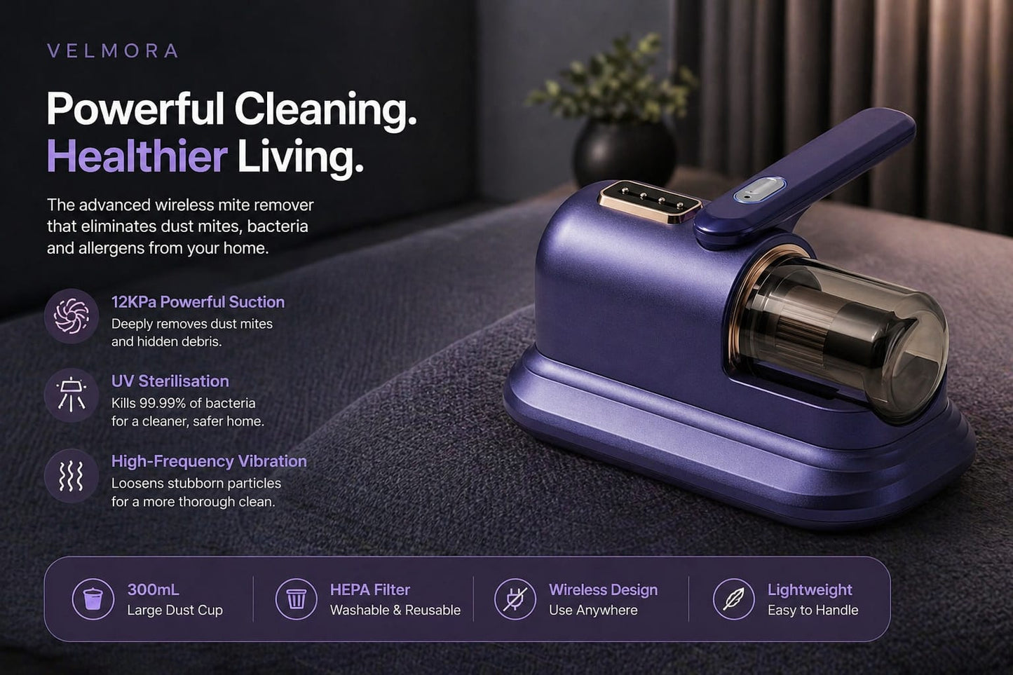Velmora™ UV Anti-Mite Mattress Vacuum Cleaner