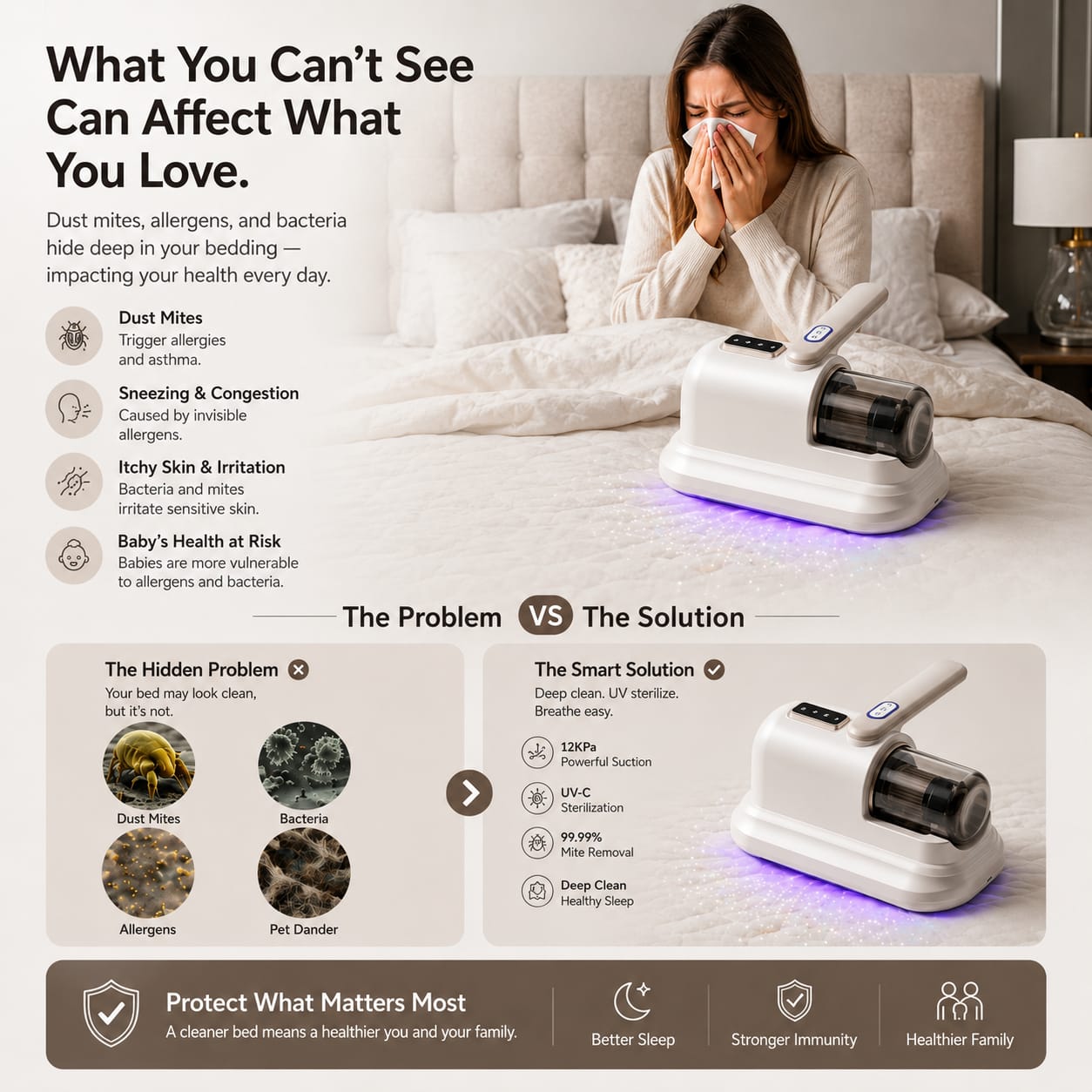 Velmora™ UV Anti-Mite Mattress Vacuum Cleaner