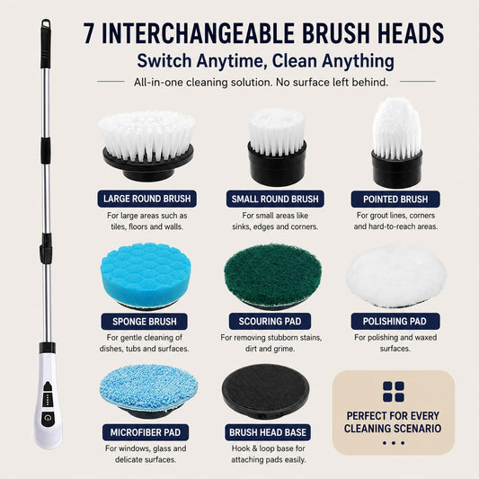 Velmora™ Electric Spin Scrubber Pro – Cordless Deep Cleaning Brush For Bathroom & Kitchen